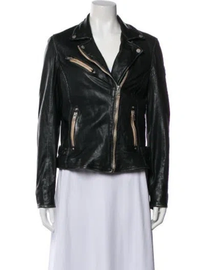 Pre-owned Mauritius Leather Biker Jacket In Black
