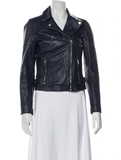 Pre-owned Mauritius Leather Biker Jacket In Black
