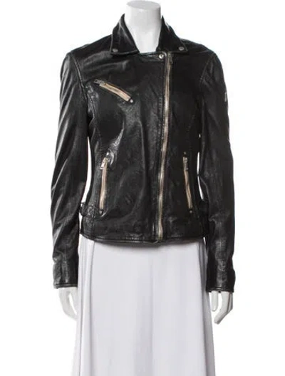 Pre-owned Mauritius Leather Biker Jacket In Black