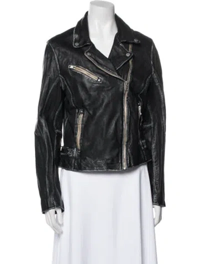 Pre-owned Mauritius Leather Biker Jacket In Black