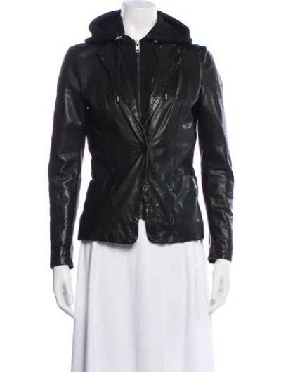 Pre-owned Mauritius Leather Biker Jacket In Black