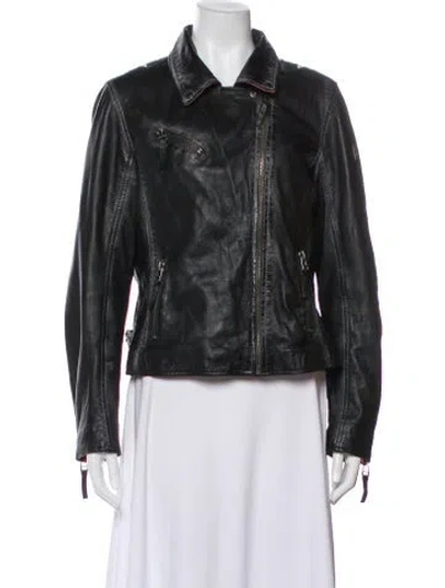 Pre-owned Mauritius Leather Biker Jacket In Black