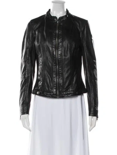 Pre-owned Mauritius Leather Biker Jacket In Black