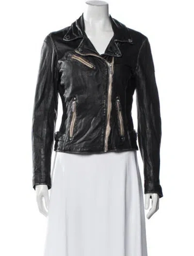 Pre-owned Mauritius Leather Biker Jacket In Black