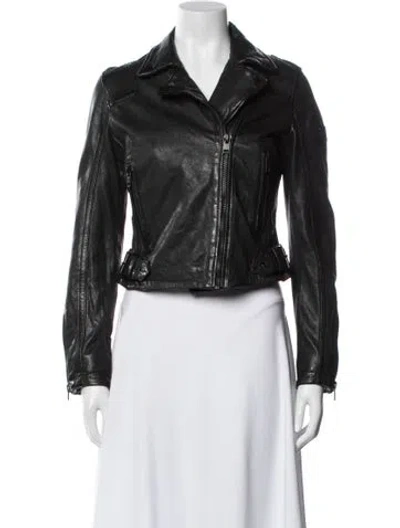 Pre-owned Mauritius Leather Biker Jacket In Black