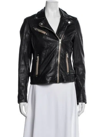 Pre-owned Mauritius Leather Biker Jacket In Black