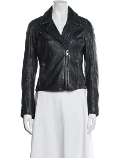 Pre-owned Mauritius Leather Biker Jacket In Black
