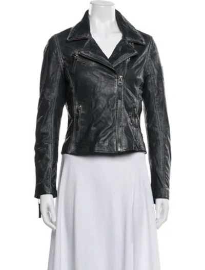 Pre-owned Mauritius Leather Biker Jacket In Black