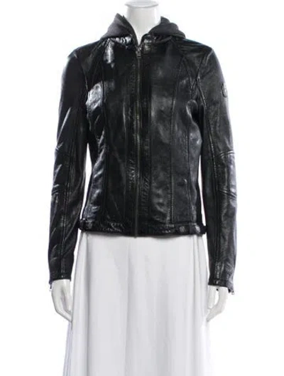 Pre-owned Mauritius Leather Biker Jacket In Blue
