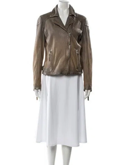 Pre-owned Mauritius Leather Biker Jacket In Brown