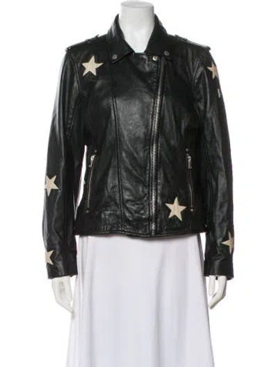 Pre-owned Mauritius Leather Biker Jacket In Green