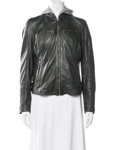 Pre-owned Mauritius Leather Biker Jacket In Green