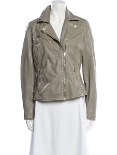 Pre-owned Mauritius Leather Biker Jacket In Neutral