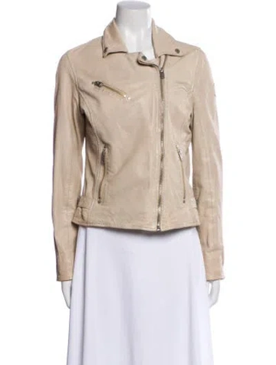 Pre-owned Mauritius Leather Biker Jacket In Neutral
