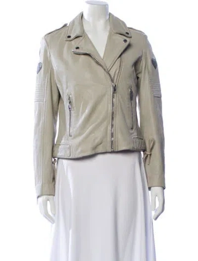 Pre-owned Mauritius Leather Biker Jacket In Neutral