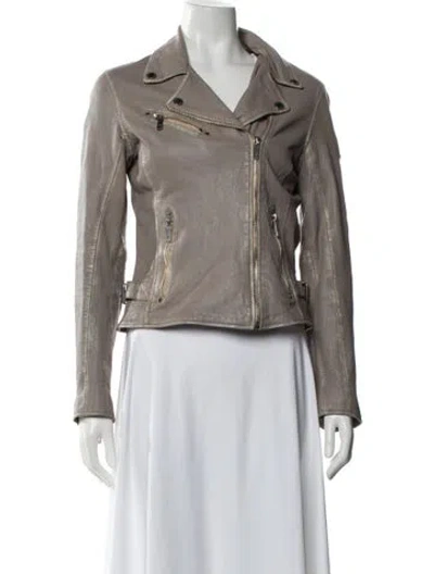 Pre-owned Mauritius Leather Biker Jacket In Neutral
