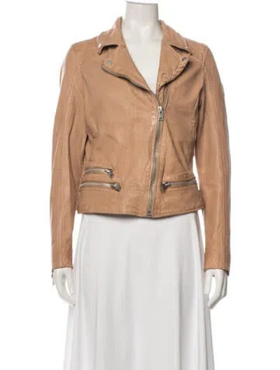 Pre-owned Mauritius Leather Biker Jacket In Neutrals