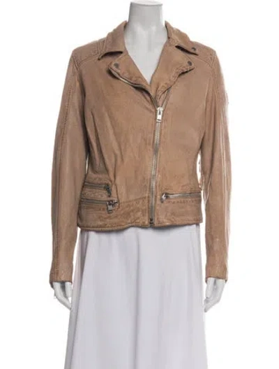 Pre-owned Mauritius Leather Biker Jacket In Neutrals