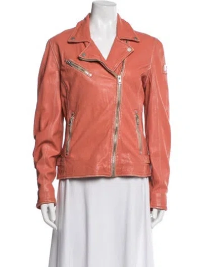 Pre-owned Mauritius Leather Biker Jacket In Orange