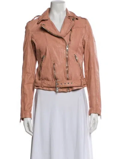 Pre-owned Mauritius Leather Biker Jacket In Pink