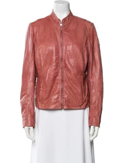 Pre-owned Mauritius Leather Biker Jacket In Red