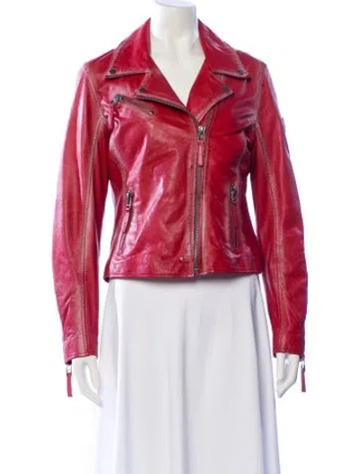Pre-owned Mauritius Leather Biker Jacket In Red