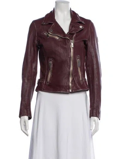 Pre-owned Mauritius Leather Biker Jacket In Red