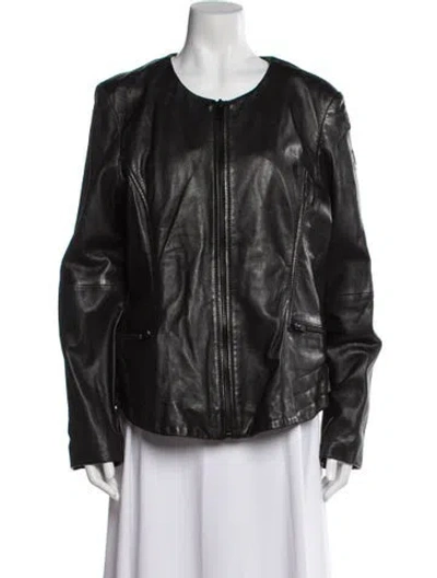 Pre-owned Mauritius Leather Biker Jacket W/ Tags In Black