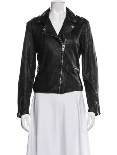 Pre-owned Mauritius Leather Biker Jacket W/ Tags In Black