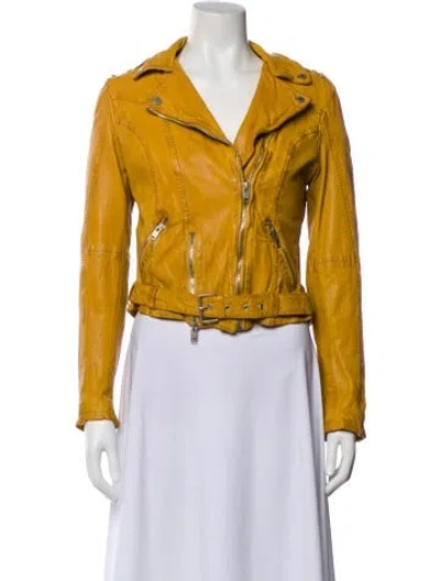Pre-owned Mauritius Leather Biker Jacket In Yellow