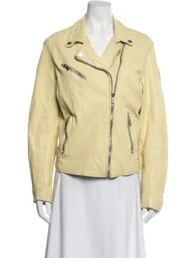 Pre-owned Mauritius Leather Biker Jacket In Yellow