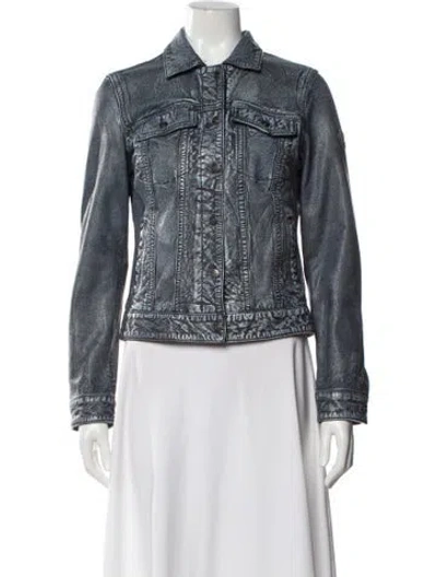 Pre-owned Mauritius Leather Denim Jacket In Gray