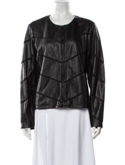 Pre-owned Mauritius Leather Jacket In Gray