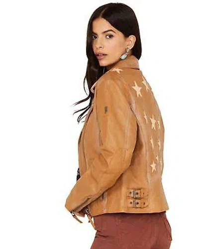 Pre-owned Mauritius Leather Mauritius Women's Christy Scatter Star Leather Jacket - Christyrf- Tan