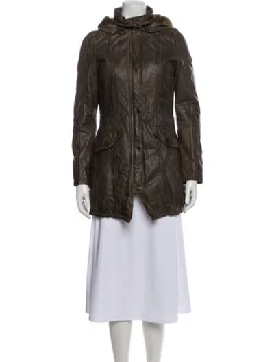 Pre-owned Mauritius Leather Parka In Green