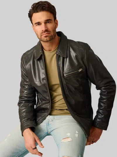 Mauritius Leather Zip Bomber Charcoal In Gray