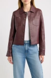 Mauritius Lefei Leather Jacket In Wine/black