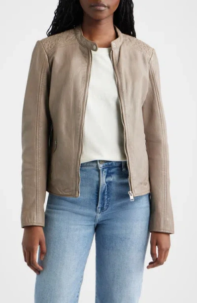 Mauritius Lily Leather Jacket In Neutral