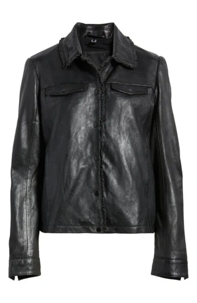 Mauritius Limma Ruffle Leather Jacket In Black