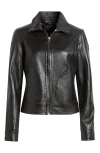 Mauritius Lusan Leather Moto Jacket In Black