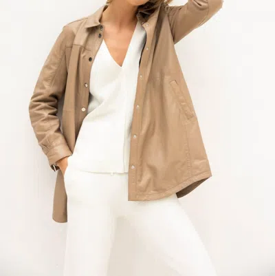 Mauritius Mahi Leather Jacket In Toffee In Nude