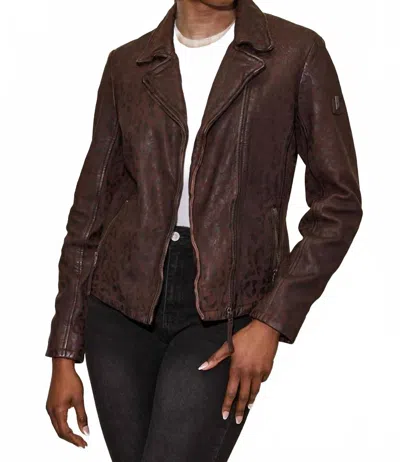 Mauritius Meeow Long Sleeve Leather Jacket In Brown Animal