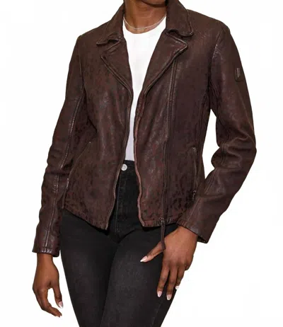 Mauritius Meeow Regular Fit Leather Jacket In Brown