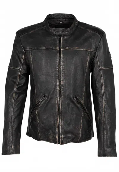 Mauritius Men's Aryn Rf Vintage Distressed Leather Jacket In Black In Multi