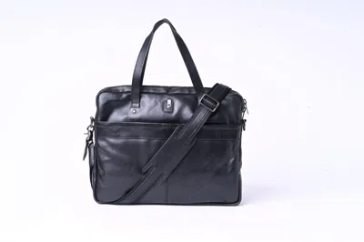 Mauritius Men's Black Leather Laptop Bag Briefcase & Travel Bag Taylor