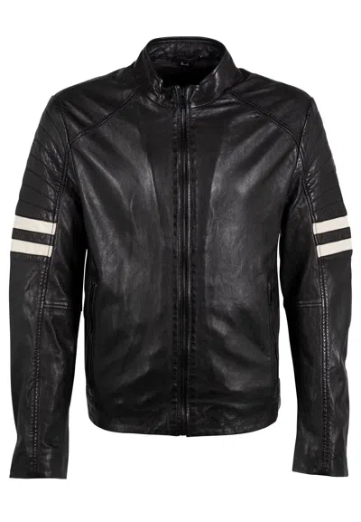 Mauritius Men's Black Leather Varsity Jacket Peter