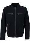Mauritius Men's Blue Berat Uf Leather Jacket In Blue