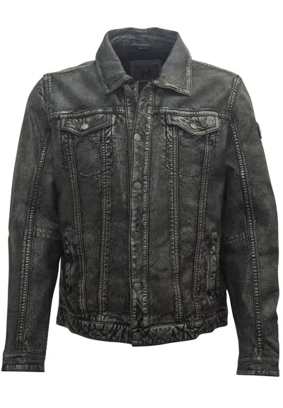 Mauritius Men's Blue Geoff 2 Rf Leather Jacket, Vintage Denim