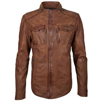 Mauritius Men's Brown Cove Rf Leather Jacket, Cognac