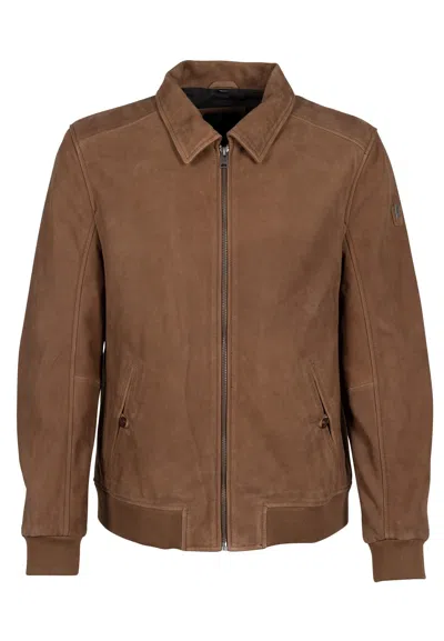 Mauritius Men's Brown Nubuck Leather Bomber Jacket Talton